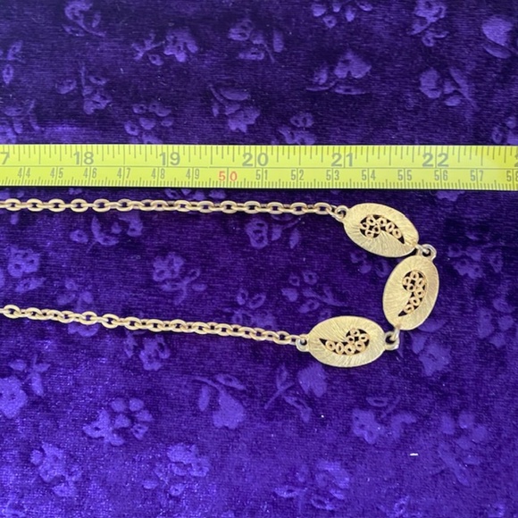 Long Gold Tone Necklace with Oval Filigree Accent - Picture 5 of 5